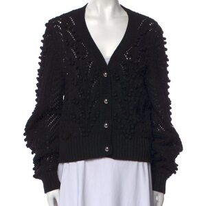 The Kooples Cropped Bobble Stitch Cardigan black size 2